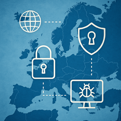 An image of Europe in the background overlaid with some cybersecurity icons-1-1