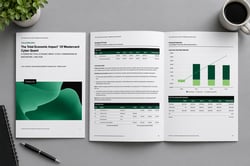 flat lay mockup of Forrester TEI Report on Mastercard Cyber Quant